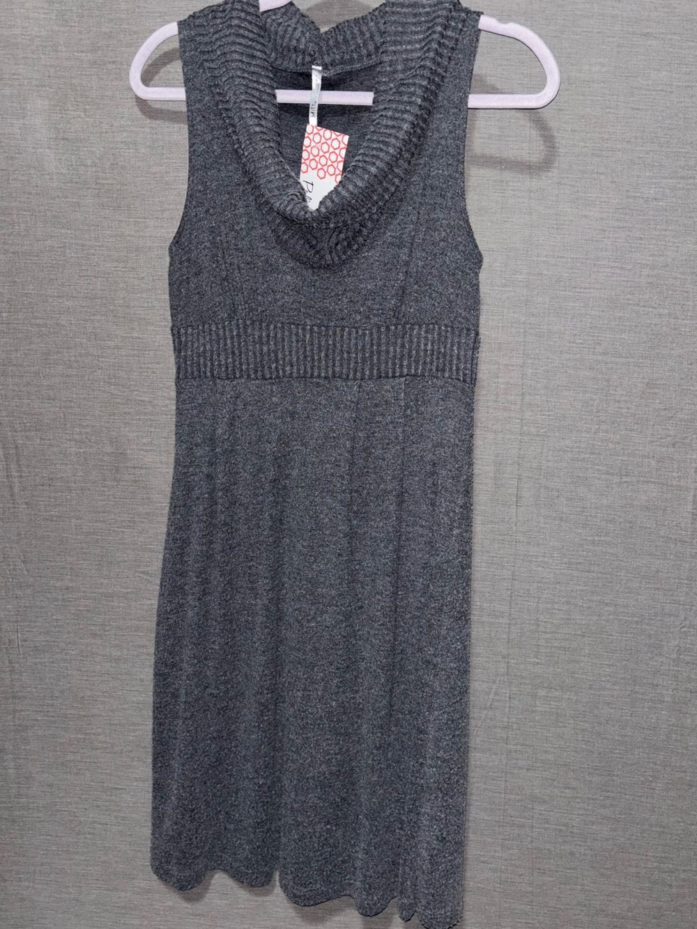 Mitto Charcoal Gray Cowl Neck Sleeveless Sweater Dress